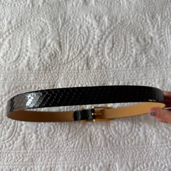 vintage snakeskin belt with bakelite and gold tone buckle - Picture 5 of 6